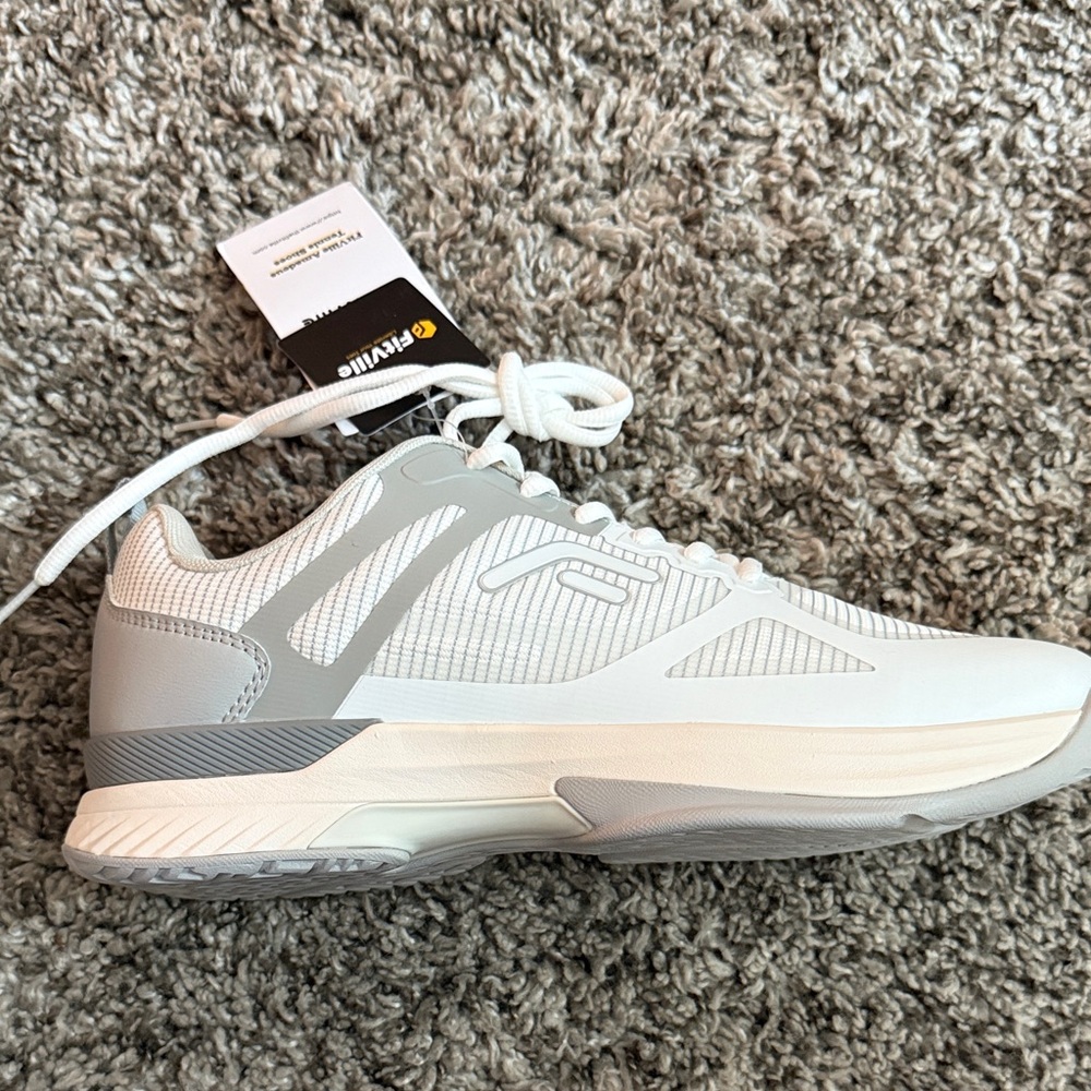 Fitville White and Gray Tennis Shoes